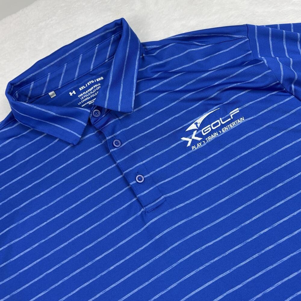 Under Armour Short Sleeve Polo Shirt Mens 2XL Blue Playoff Moisture Wicking
